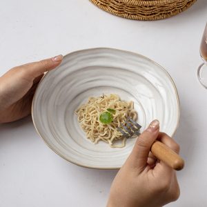 Wholesale restaurant irregular thread emboweled ceramic plate Nordic tableware Banquet hall plate set tableware 2 Wholesale restaurant irregular thread emboweled ceramic plate Nordic tableware Banquet hall plate set tableware Product