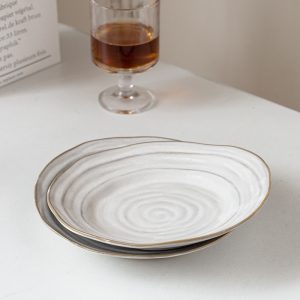 Wholesale restaurant irregular thread emboweled ceramic plate Nordic tableware Banquet hall plate set tableware 5 Wholesale restaurant irregular thread emboweled ceramic plate Nordic tableware Banquet hall plate set tableware Product